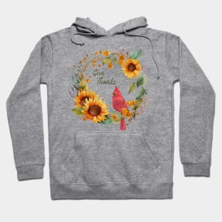 Cardinal on Sunflower Wreath Hoodie